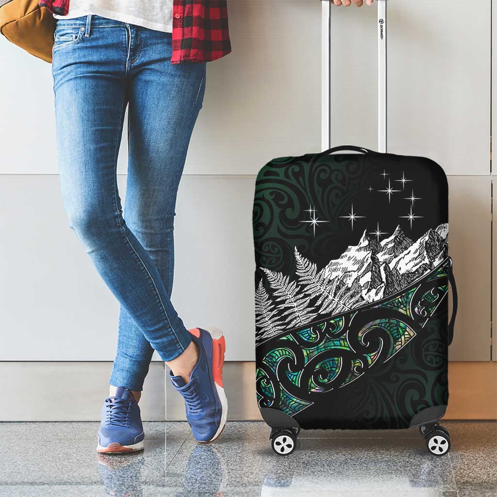 Maori Matariki Luggage Cover Landscape Styled Fern - Paua Shell