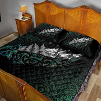 Maori Matariki Quilt Bed Set Landscape Styled Fern - Paua Shell