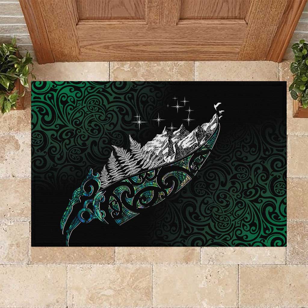Maori Matariki Rubber Doormat Landscape Styled Fern - Paua Shell