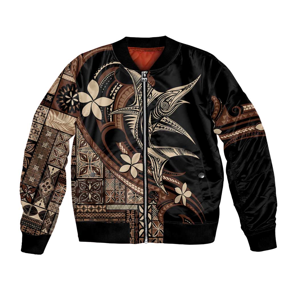 Samoa Manuia le Aso Tuto'atasi Bomber Jacket Siapo Mamanu Mix Tatau Marlin