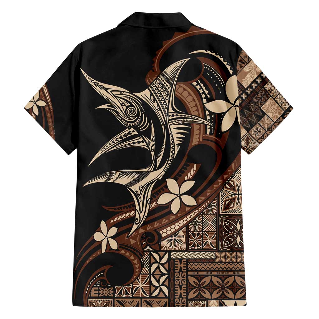 Samoa Manuia le Aso Tuto'atasi Family Matching Long Sleeve Bodycon Dress and Hawaiian Shirt Siapo Mamanu Mix Tatau Marlin