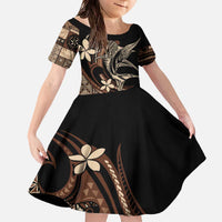 Samoa Manuia le Aso Tuto'atasi Family Matching Off The Shoulder Long Sleeve Dress and Hawaiian Shirt Siapo Mamanu Mix Tatau Marlin