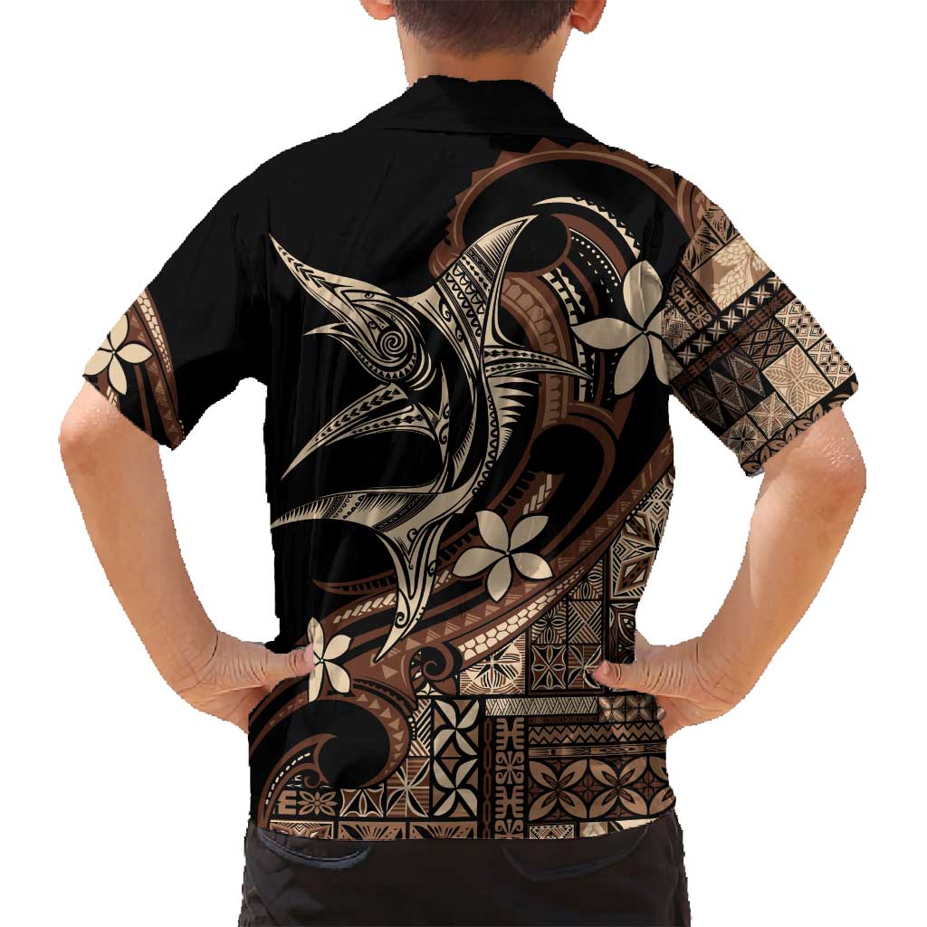 Samoa Manuia le Aso Tuto'atasi Family Matching Off Shoulder Short Dress and Hawaiian Shirt Siapo Mamanu Mix Tatau Marlin