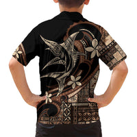 Samoa Manuia le Aso Tuto'atasi Family Matching Off Shoulder Short Dress and Hawaiian Shirt Siapo Mamanu Mix Tatau Marlin