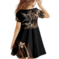 Samoa Manuia le Aso Tuto'atasi Family Matching Off Shoulder Short Dress and Hawaiian Shirt Siapo Mamanu Mix Tatau Marlin