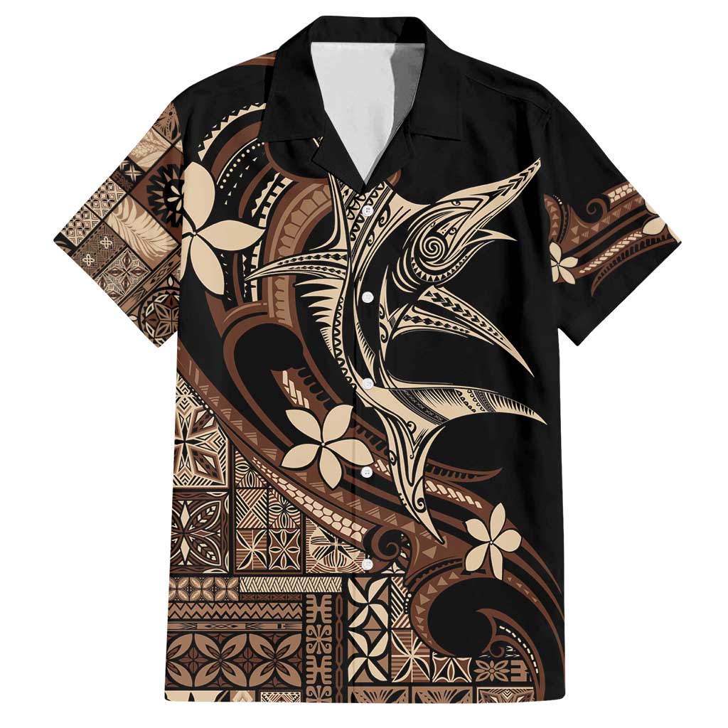 Samoa Manuia le Aso Tuto'atasi Family Matching Off Shoulder Short Dress and Hawaiian Shirt Siapo Mamanu Mix Tatau Marlin