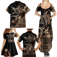 Samoa Manuia le Aso Tuto'atasi Family Matching Summer Maxi Dress and Hawaiian Shirt Siapo Mamanu Mix Tatau Marlin