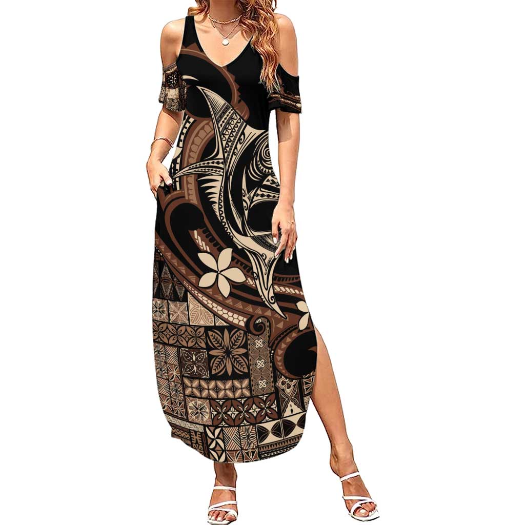 Samoa Manuia le Aso Tuto'atasi Family Matching Summer Maxi Dress and Hawaiian Shirt Siapo Mamanu Mix Tatau Marlin