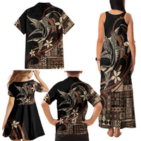Samoa Manuia le Aso Tuto'atasi Family Matching Tank Maxi Dress and Hawaiian Shirt Siapo Mamanu Mix Tatau Marlin