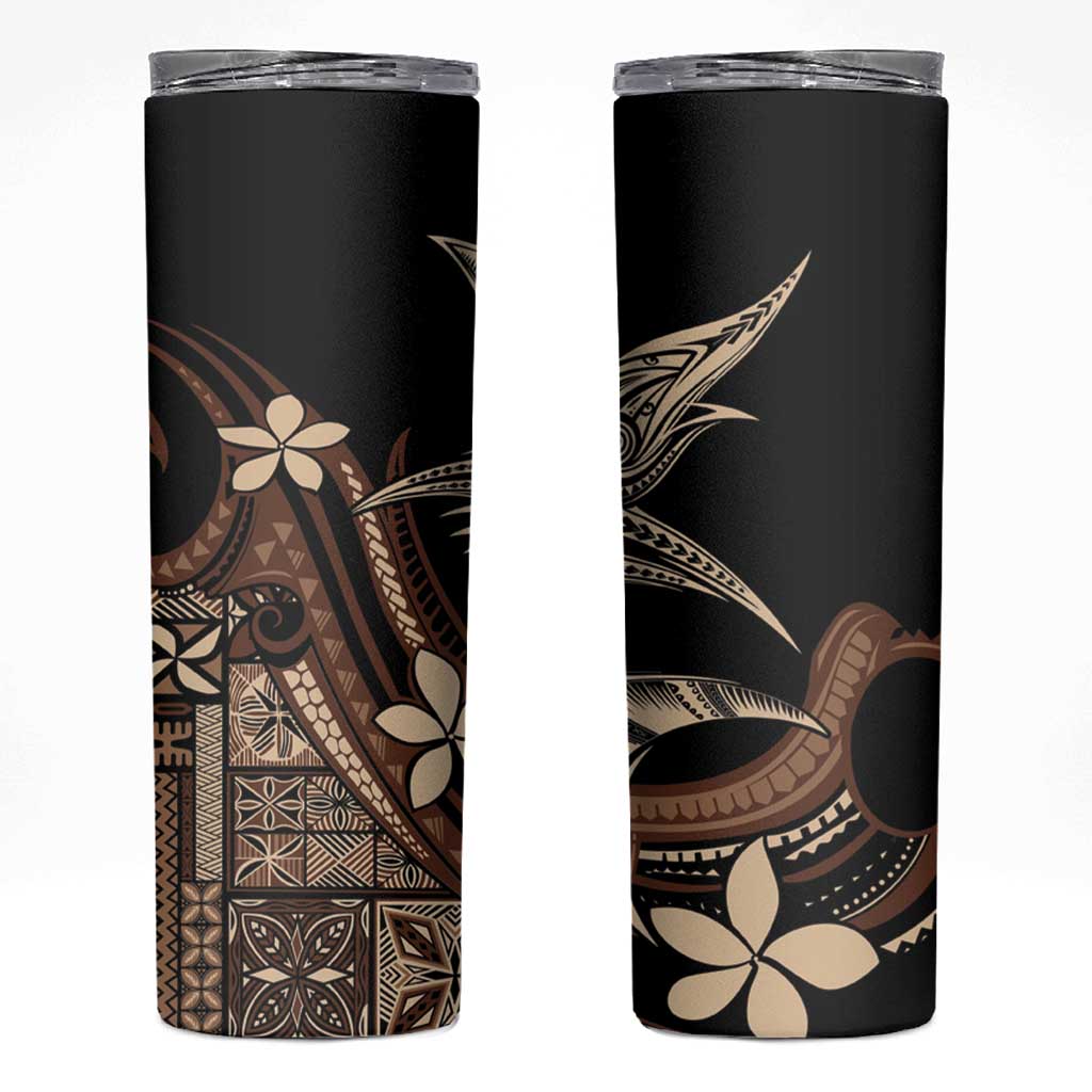 Samoa Manuia le Aso Tuto'atasi Skinny Tumbler Siapo Mamanu Mix Tatau Marlin