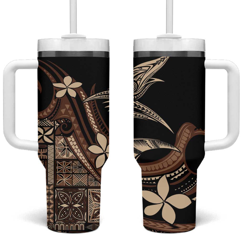 Samoa Manuia le Aso Tuto'atasi Tumbler With Handle Siapo Mamanu Mix Tatau Marlin