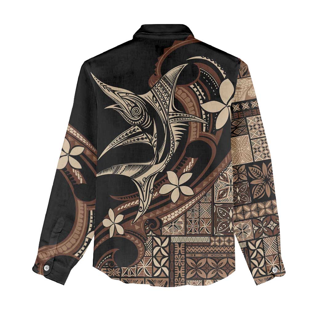 Samoa Manuia le Aso Tuto'atasi Women Casual Shirt Siapo Mamanu Mix Tatau Marlin