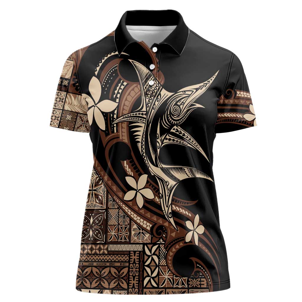 Samoa Manuia le Aso Tuto'atasi Women Polo Shirt Siapo Mamanu Mix Tatau Marlin