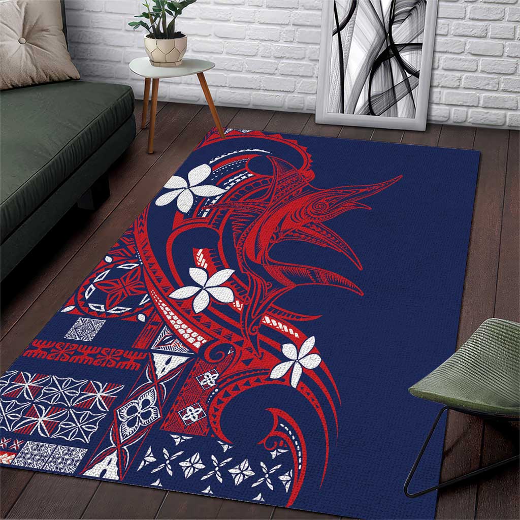 Samoa Manuia le Aso Tuto'atasi Area Rug Siapo Mamanu Mix Tatau Marlin - Flag Color