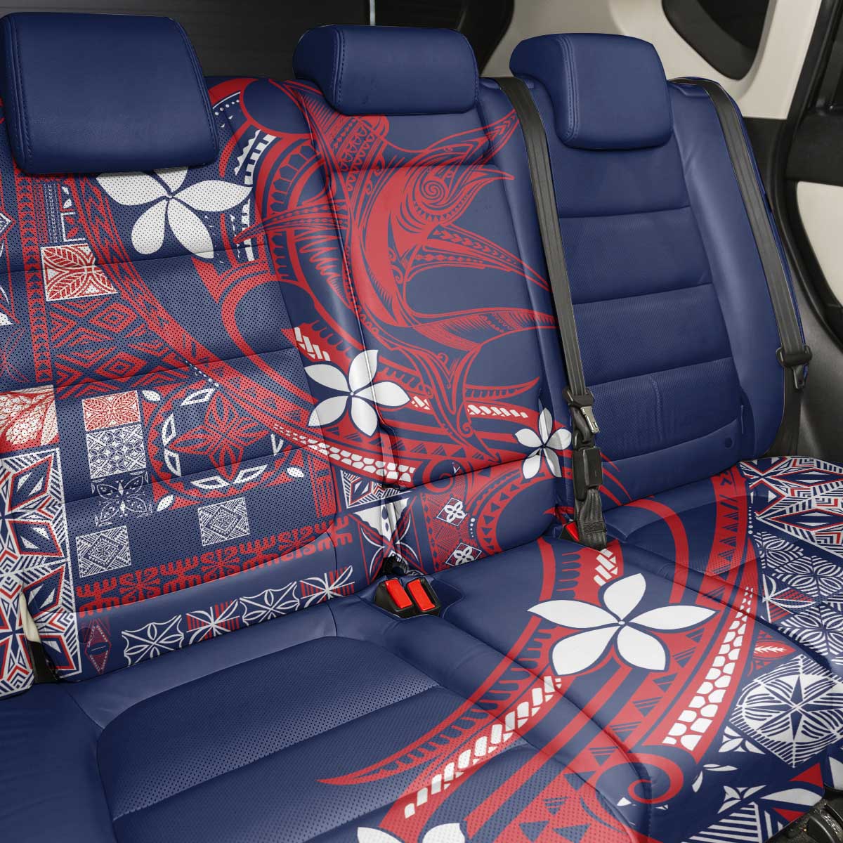 Samoa Manuia le Aso Tuto'atasi Back Car Seat Cover Siapo Mamanu Mix Tatau Marlin - Flag Color