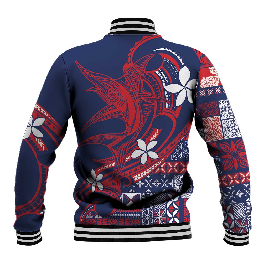 Samoa Manuia le Aso Tuto'atasi Baseball Jacket Siapo Mamanu Mix Tatau Marlin - Flag Color LT7 - Polynesian Pride