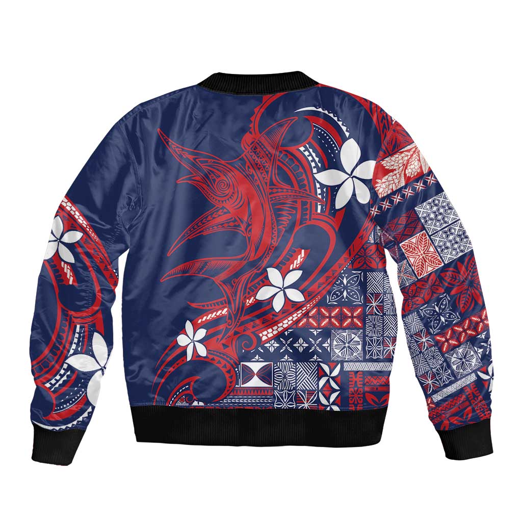 Samoa Manuia le Aso Tuto'atasi Bomber Jacket Siapo Mamanu Mix Tatau Marlin - Flag Color