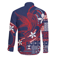 Samoa Manuia le Aso Tuto'atasi Family Matching Off Shoulder Maxi Dress and Hawaiian Shirt Siapo Mamanu Mix Tatau Marlin - Flag Color