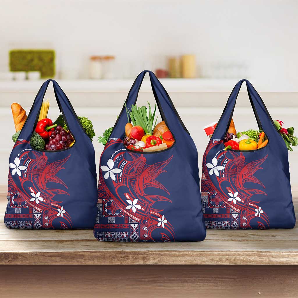 Samoa Manuia le Aso Tuto'atasi Grocery Bag Siapo Mamanu Mix Tatau Marlin - Flag Color