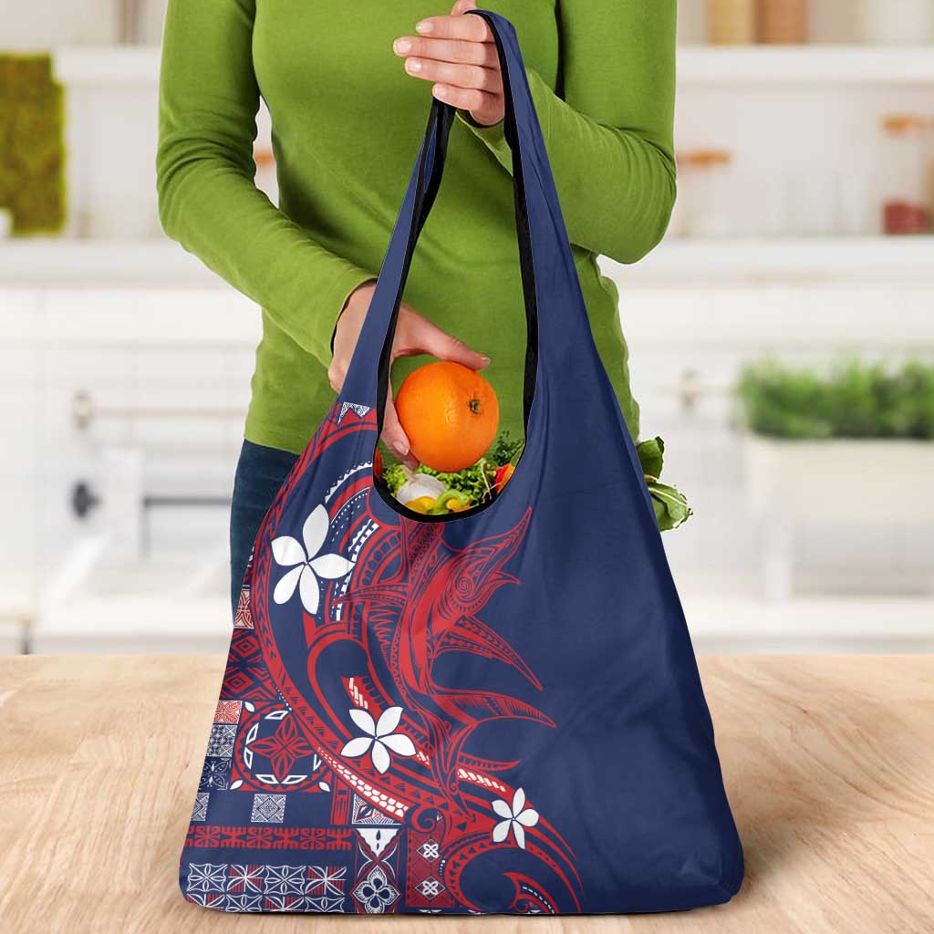 Samoa Manuia le Aso Tuto'atasi Grocery Bag Siapo Mamanu Mix Tatau Marlin - Flag Color