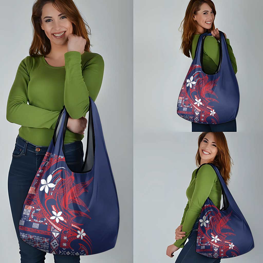 Samoa Manuia le Aso Tuto'atasi Grocery Bag Siapo Mamanu Mix Tatau Marlin - Flag Color