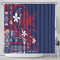 Samoa Manuia le Aso Tuto'atasi Shower Curtain Siapo Mamanu Mix Tatau Marlin - Flag Color