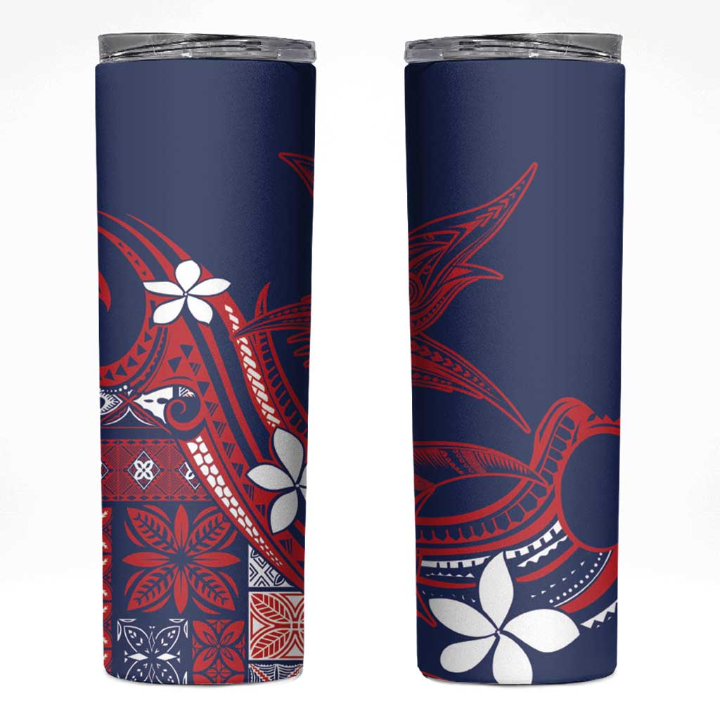 Samoa Manuia le Aso Tuto'atasi Skinny Tumbler Siapo Mamanu Mix Tatau Marlin - Flag Color