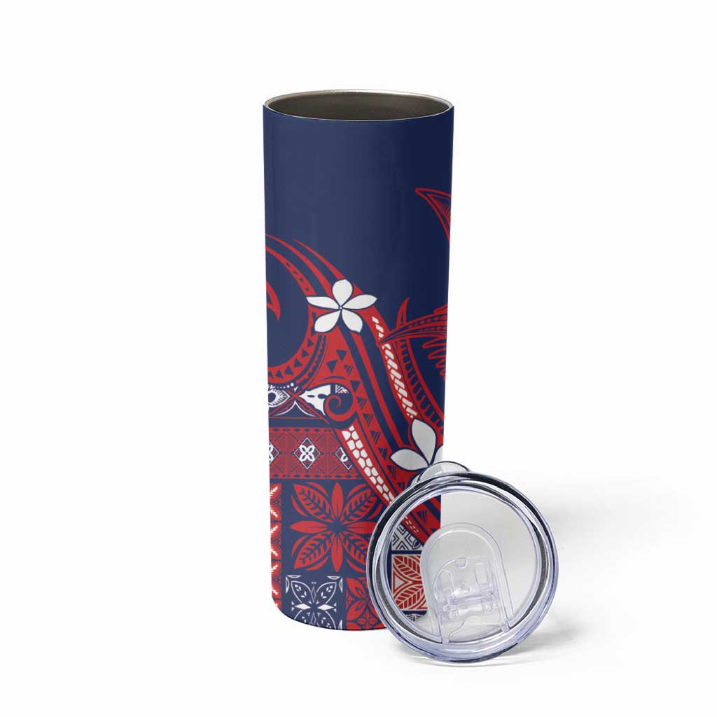 Samoa Manuia le Aso Tuto'atasi Skinny Tumbler Siapo Mamanu Mix Tatau Marlin - Flag Color