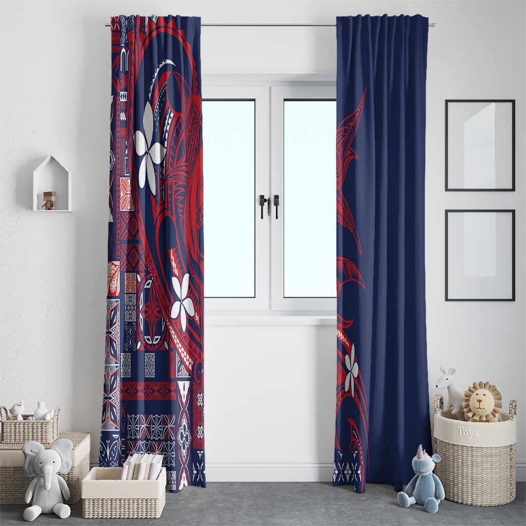 Samoa Manuia le Aso Tuto'atasi Window Curtain Siapo Mamanu Mix Tatau Marlin - Flag Color