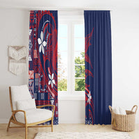 Samoa Manuia le Aso Tuto'atasi Window Curtain Siapo Mamanu Mix Tatau Marlin - Flag Color