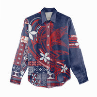 Samoa Manuia le Aso Tuto'atasi Women Casual Shirt Siapo Mamanu Mix Tatau Marlin - Flag Color