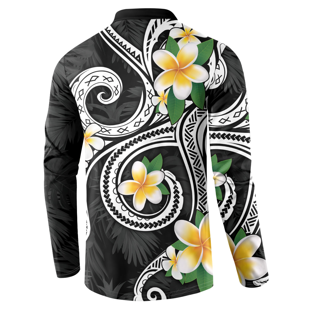 Kanaka Maoli Hawaii Plumeria Button Sweatshirt Dancing Tentacles Black Style