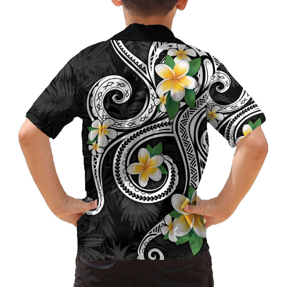 Kanaka Maoli Hawaii Plumeria Family Matching Tank Maxi Dress and Hawaiian Shirt Dancing Tentacles Black Style
