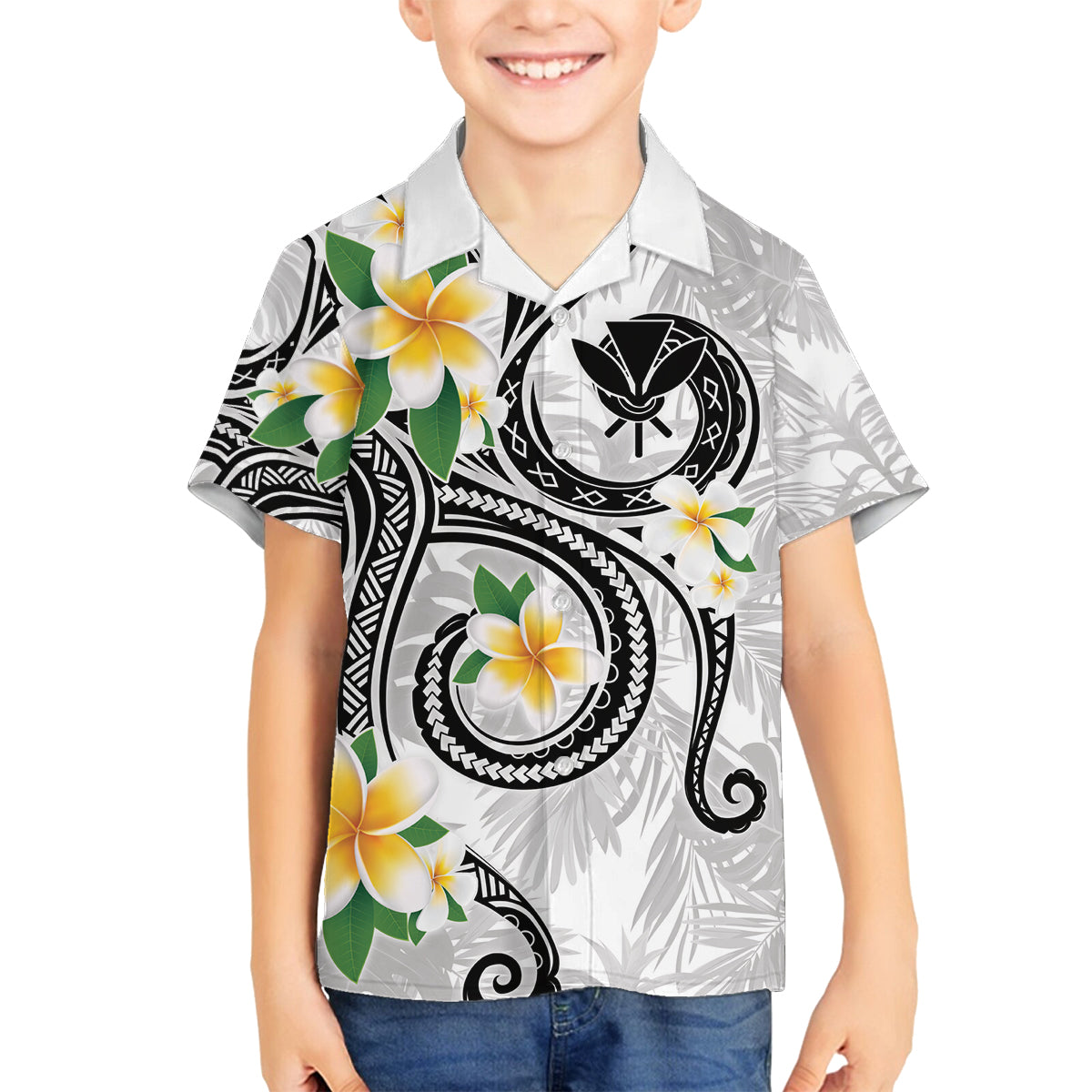 Kanaka Maoli Hawaii Plumeria Family Matching Summer Maxi Dress and Hawaiian Shirt Dancing Tentacles White Style