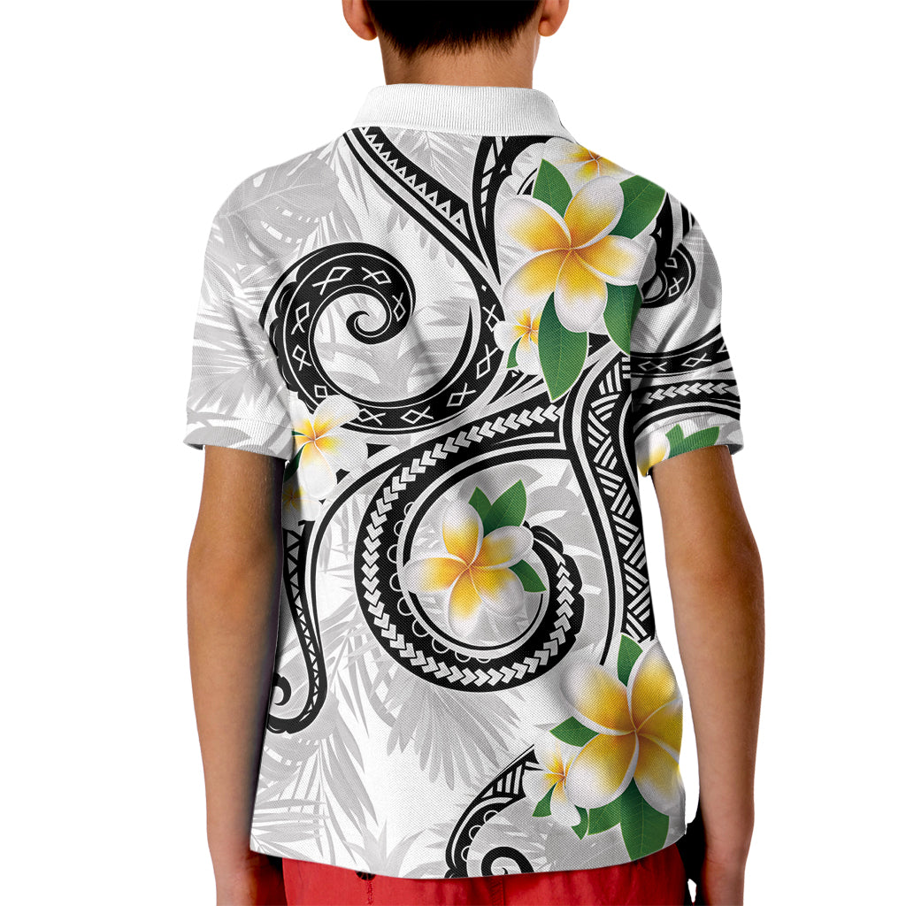 Kanaka Maoli Hawaii Plumeria Kid Polo Shirt Dancing Tentacles White Style