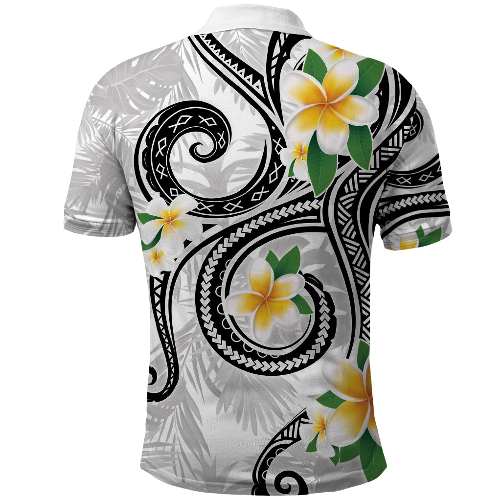 Kanaka Maoli Hawaii Plumeria Polo Shirt Dancing Tentacles White Style