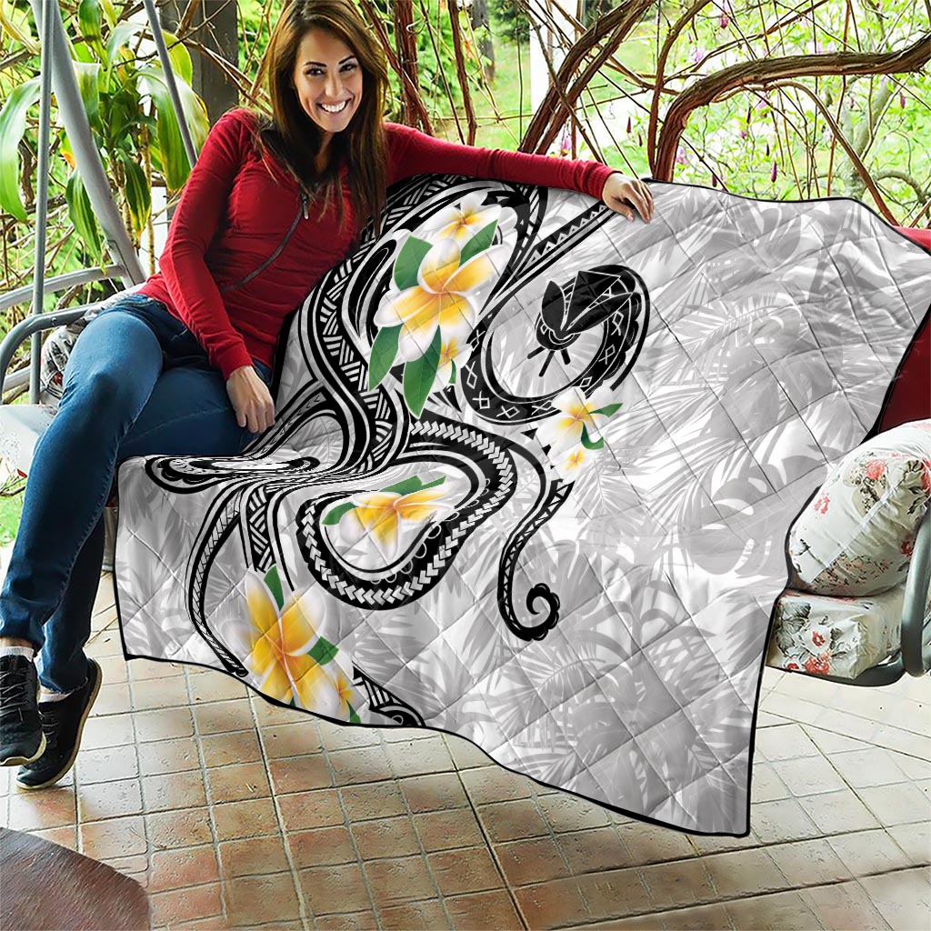 Kanaka Maoli Hawaii Plumeria Quilt Dancing Tentacles White Style