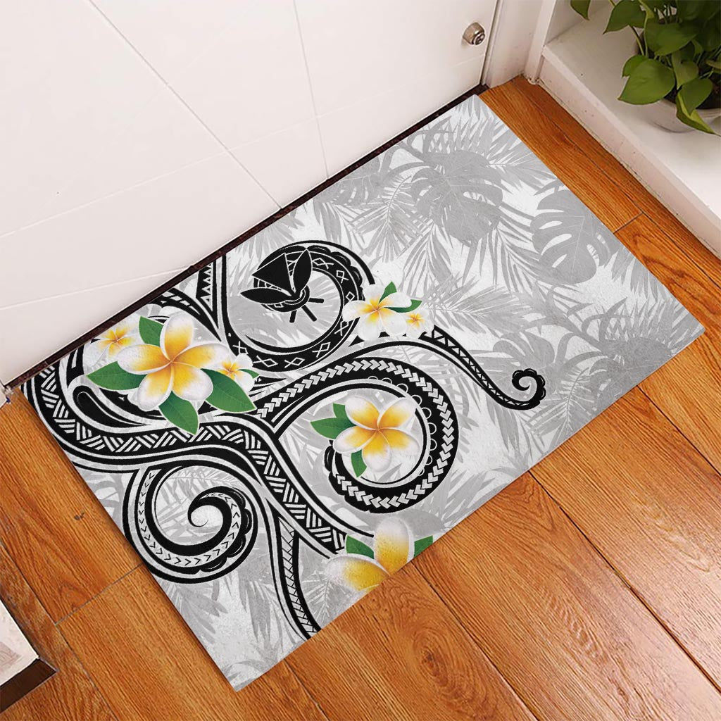 Kanaka Maoli Hawaii Plumeria Rubber Doormat Dancing Tentacles White Style