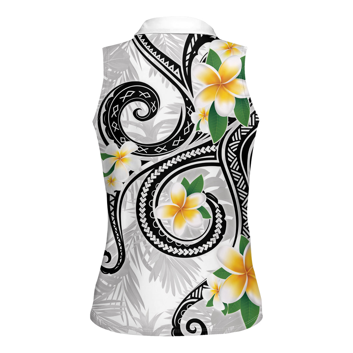 Kanaka Maoli Hawaii Plumeria Women Sleeveless Polo Shirt Dancing Tentacles White Style