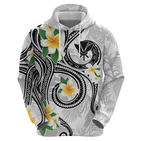 Kanaka Maoli Hawaii Plumeria Zip Hoodie Dancing Tentacles White Style