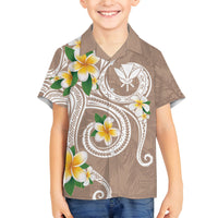 Kanaka Maoli Hawaii Plumeria Family Matching Summer Maxi Dress and Hawaiian Shirt Dancing Tentacles Beige Style