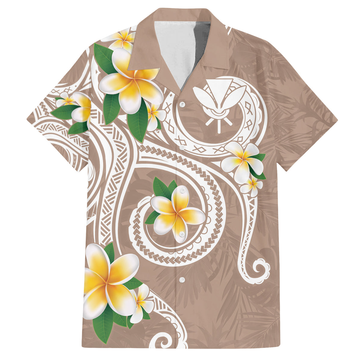 Kanaka Maoli Hawaii Plumeria Family Matching Tank Maxi Dress and Hawaiian Shirt Dancing Tentacles Beige Style