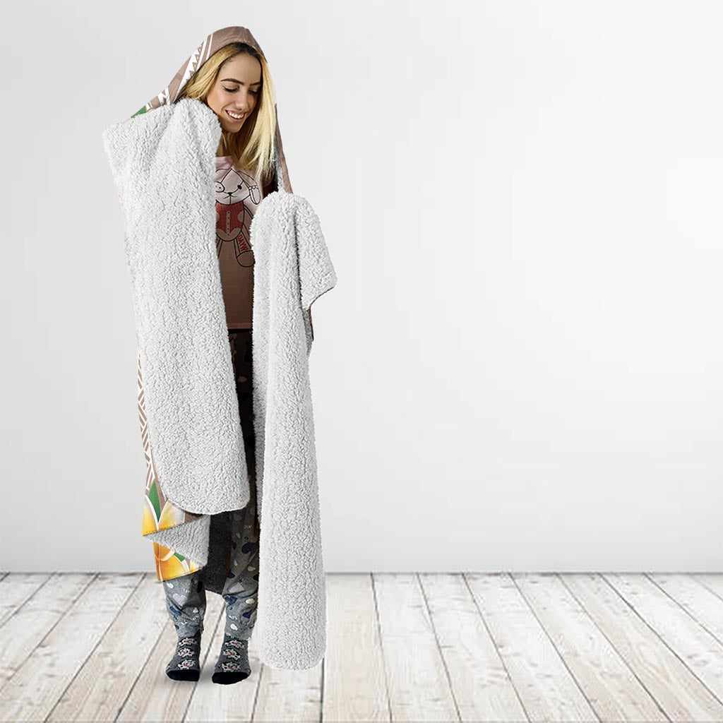 Kanaka Maoli Hawaii Plumeria Hooded Blanket Dancing Tentacles Beige Style LT7