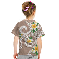 Kanaka Maoli Hawaii Plumeria Kid T Shirt Dancing Tentacles Beige Style