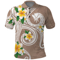 Kanaka Maoli Hawaii Plumeria Polo Shirt Dancing Tentacles Beige Style