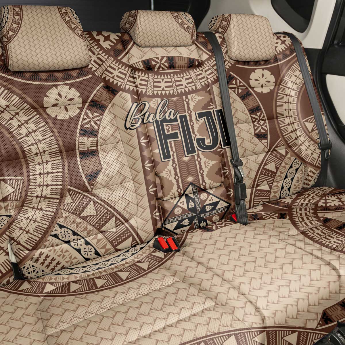 Bula Fiji Vintage Back Car Seat Cover Brown Masi Motifs