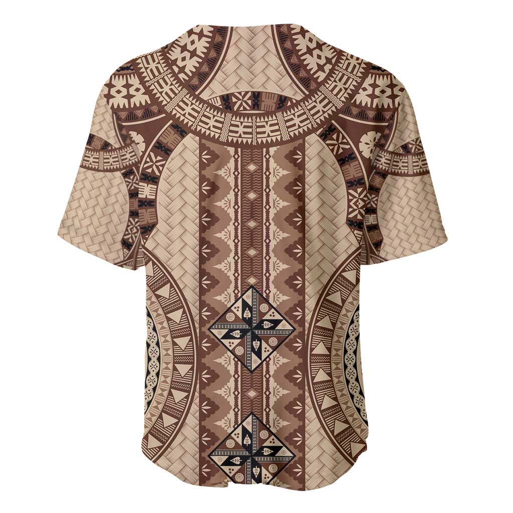 Bula Fiji Vintage Baseball Jersey Brown Masi Motifs