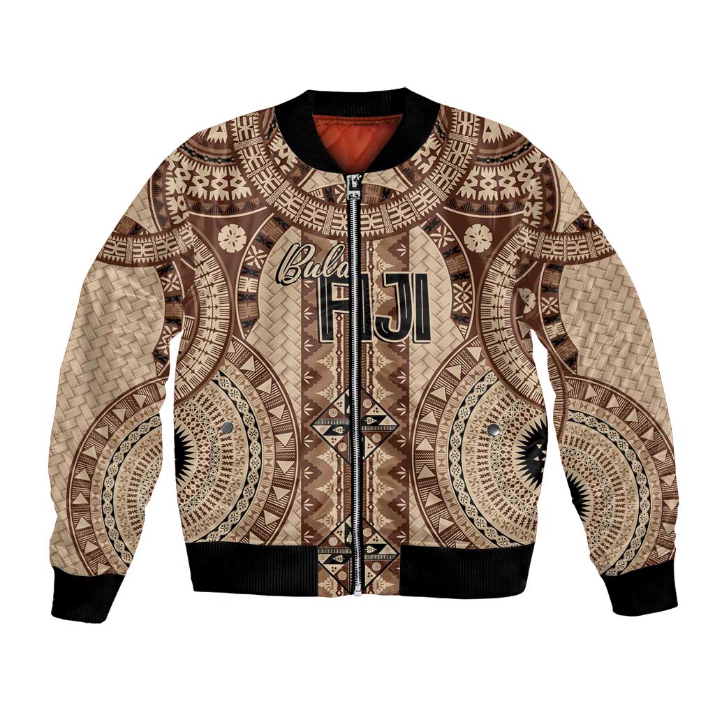 Bula Fiji Vintage Bomber Jacket Brown Masi Motifs