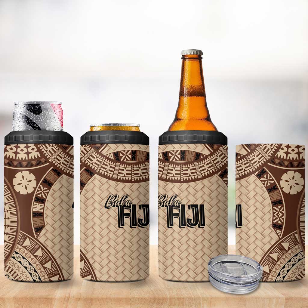 Bula Fiji Vintage 4 in 1 Can Cooler Tumbler Brown Masi Motifs