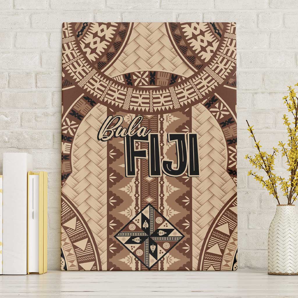 Bula Fiji Vintage Canvas Wall Art Brown Masi Motifs